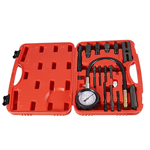 Image of 17Pcs Diesel Engine Compression Gauge Tester Cylinder Pressure Test Tool Kit with Case for Car & Truck