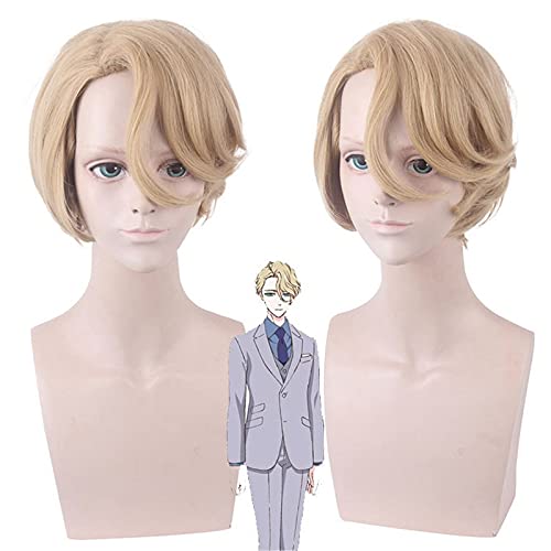 AHJSN gilt für Anime Housekishou Richard-shi no Nazo Kantei Cosplay Wig Jeweller Richard Ranashinha de Vulpian Short Curly Hair Adult Role Play