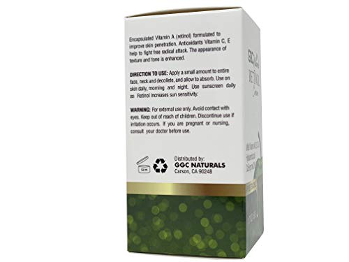 GGC Naturals Retinol Cream - Retinol Moisturizer for Face and Eye Area, Anti Aging Cream - With Vitamin C, Sodium Hyaluonate, Jojoba Oil, Vitamin E. Fights the Appearance of Wrinkles, Fine Lines. Best Day and Night Moisturizer Cream 1.7 fl oz