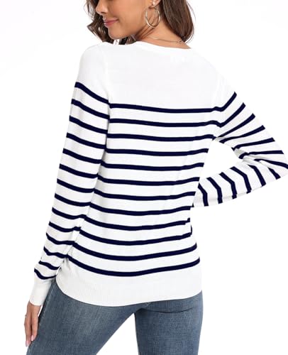 Image of QUALFORT Women's 100% Cotton Sweater, Basic Lightweight Long Sleeve Pullover