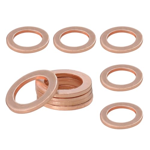 Image of 10 PCS Oil Drain Plug Gasket, 14mm Copper Oil Drain Plug Crush Washer Seal Rings, Oil Sealing Gasket Replacement Compatible with OEM PN Part 007603-014106