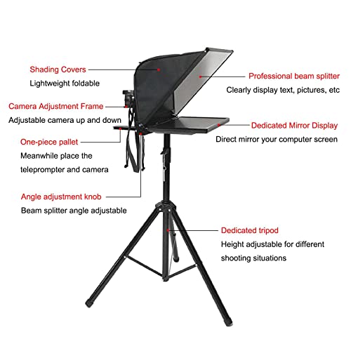 22 Inch Portable Teleprompter Mirror Monitor With Beamsplitter Glass & Aluminum Carry Case For News Interview Conference Speech Studio #TOP1