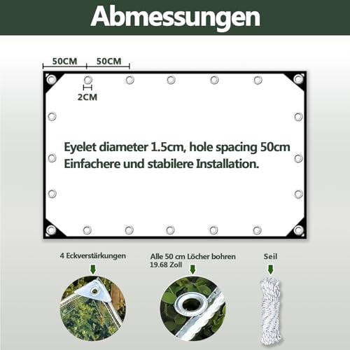 Lona transparente de PVC con ojales impermeable y resistente de 2x2 metros 8