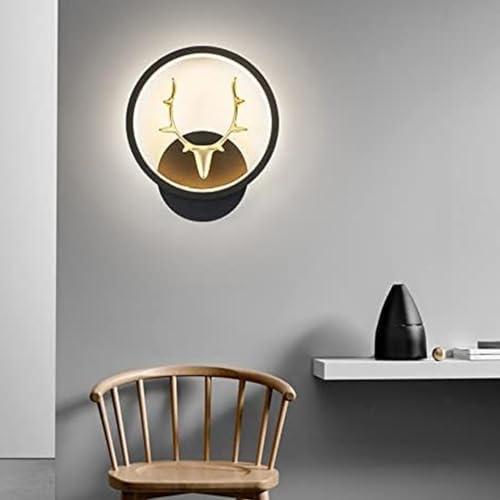 Image of WHITERAY Black Home Decor Inbuilt Led Fancy Wall Light, Night Lamp,Decorative Lamp,Living Room,Bedroom, Cafe (Plastic) (3-Lighting Mode) (Half Deer Round)