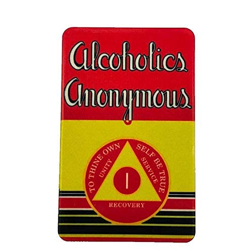 First Edition Big Book Alcoholics Anonymous Rectangular AA Sobriety Chip with Third Step Prayer (Years 1-50 Offered) Wallet Card Style Recovery Chip