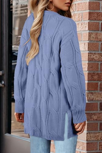 Image of SHEWIN Womens Open Front Long Sleeve Oversized Cardigan Sweaters Knit Coats with Pockrts