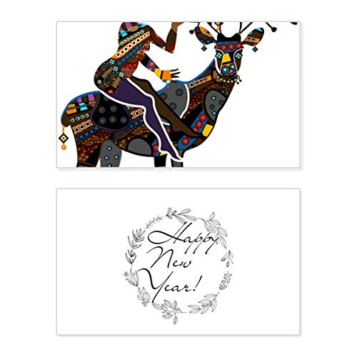 Tarjeta conmemorativa de Año Nuevo Black Deer Trumpet de estilo aborigen africano