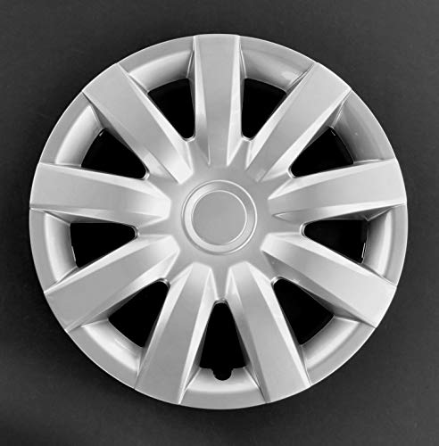 New Wheel Covers Hub Caps Fits 2004-2006 Toyota Camry; 15 Inch; 9 Spoke; Silver; Plastic; Set Of 4; Spring Steel Clip #TOP1