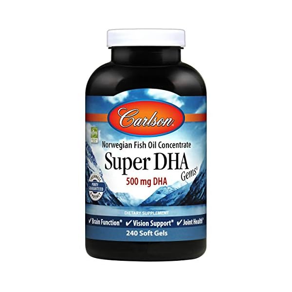 Carlson-Super-DHA-Gems-1000-mg-DHA-Supplements-640-mg-Fatty-Acids-Norwegian-Fish-Oil-Concentrate-Wild-Caught-Sustainably-Sourced-Fish-Oil-Capsules-240-Softgels Carlson Super DHA Gems - 500 mg DHA Supplements, 640 mg Fatty Acids, Norwegian Fish Oil Concentrate, Wild-Caught, Sustainably Sourced Fish Oil Capsules, 240 Softgels