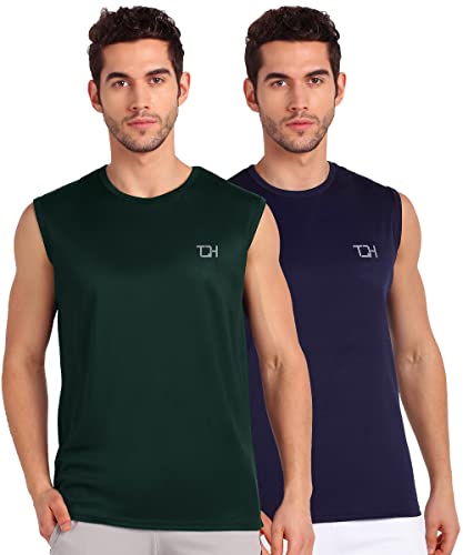 Image of TQH Sleeveless T Shirts for Men | Vest for Men | Tank Top Man | Sando for Man | Men's Sleeveless Gym Vest Round Neck Solid Casual T-Shirt for Workout Running Sports Beach
