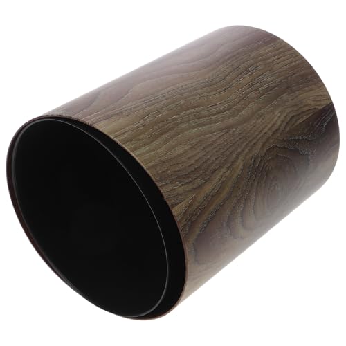 Operitacx Papelera de Basura Redonda Imitación Madera 8l Cubo de Basura Grande para Cocina Sala y Baño Contenedor Multiusos para Hogar Fácil de Limpiar