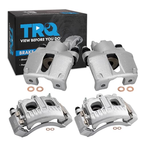 Image of TRQ Front and Rear Brake Caliper Set Zinc Coated Brackets Compatible with 1997-2002 Ford Expedition 1999-2004 F 150 1997-1999 F 250 1998-2002 Lincoln Navigator