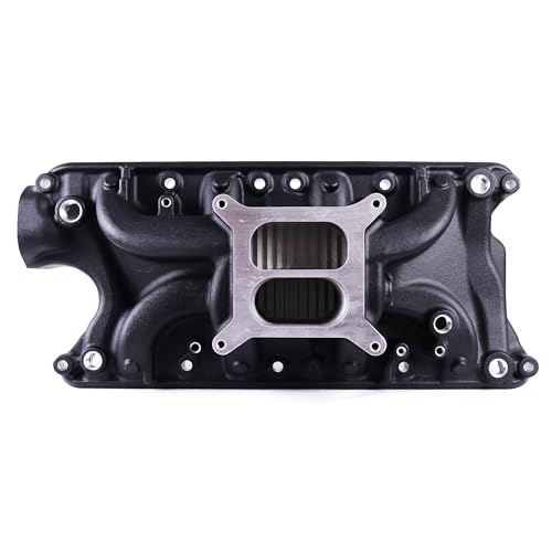 JGhyperX PC4001 Intake Manifold Aluminum Dual Plane Compatible with Ford Windsor Small Block 1962-2001 SBF 260 289 302 4.3L 4.7L 5.0L V8 Engine Black