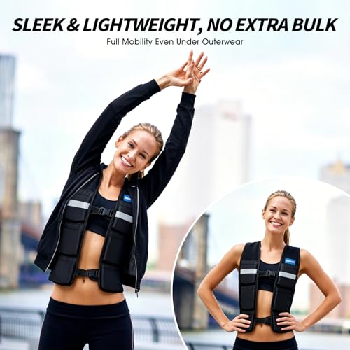 Image of Adjustable Washable Weighted Vest for Women Men, Flexible Cushioning & 4-Layer Breathable Fabric, V-Neck for Walking, Running & Strength Training