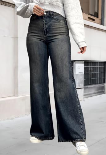 Image of Women's Flare High Waisted Bell Bottom Wide Leg Stretch Classic Denim Pants