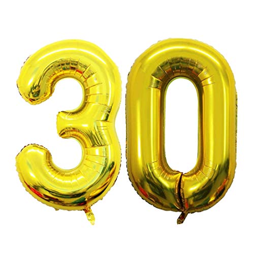 Image of Atpata Funky 30 Number Golden Foil Balloon 16 inch Size Birthday Decoration Items | Happy Birthday Decoration Kit | 30th Year Birthday Party Anniversary Wedding Decorations