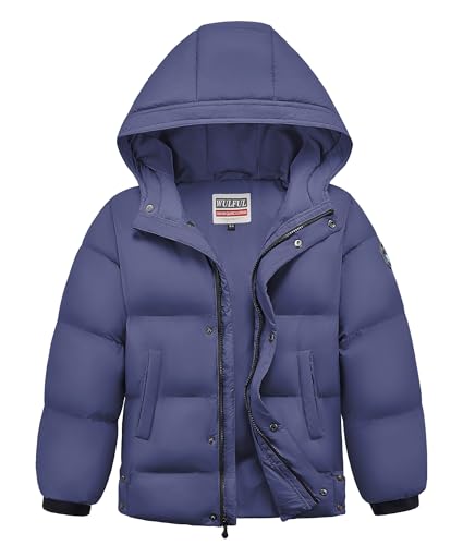 WULFUL Kids Boy's Winter Coat Hooded Puffer Windbreaker Warm Cotton Jacket Parka Down Outdoor Coats