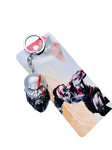 Image of 3D New Game God Of War 4 Kratos 3D Head Keychain Leviathan Axe Key Chain Ring Metal For Men Car Fans Gift