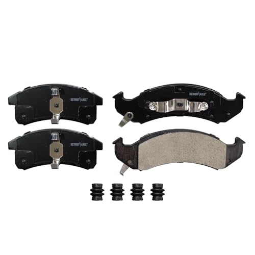 Image of Detroit Axle - Front Brake Pads for Buick LeSabre Park Avenue Riviera Chevrolet Camaro Lumina APV Cadillac DeVille Eldorado Seville Firebird Olds 98 88, Ceramic Brake Pads w /Hardware Replacement