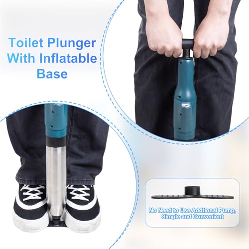 DkevEu Rohrreiniger Druckluft, Abflussreiniger Pumpe mit Luftdruckanzeige, Rohrreinigungspumpe mit 4 Saugnäpfen Handschuhe und Krallengreifer, Abflussreiniger für Toiletten Küchenrohre (Grün)