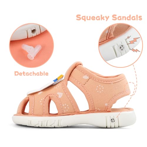 ESTAMICO Baby Girls Boys Sandals Cute Animal Summer Shoes Breathable Non Slip First Walker, 9-12 Months Infant, Orange4