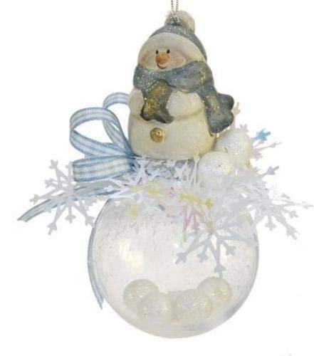Weiste Blue,White Snowman On Bauble Christmas Tree Decoration (Blue)