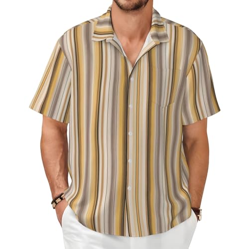 Chemise été homme à rayures jaunes pour la plage et les vacances