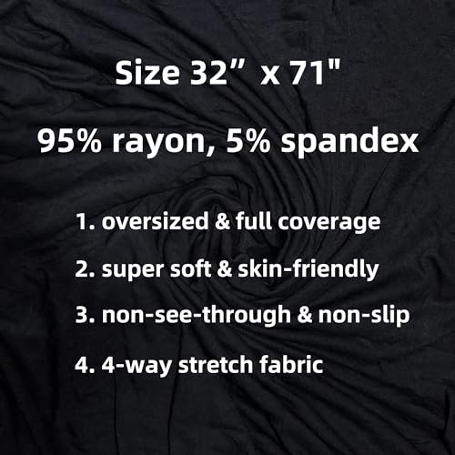 Lina & Lily Non-see-through Premium Jersey Maxi Hijab Head Scarf Wrap for Muslim Women (Black) - Thumbnail 3