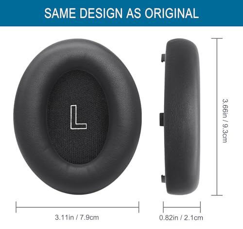 Ear Pads para Bose QC Ultra/New QuietComfort Ultra (2da Gen) - Negro | Almohadillas con Cuero Proteínico Suave, Espuma de Memoria, Grosor miniatura 4