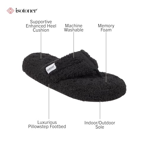 isotoner Women's Cozy Plush Terry Knit Joey Slippers With Enhanced Heel Support and Memory Foam Comfort2