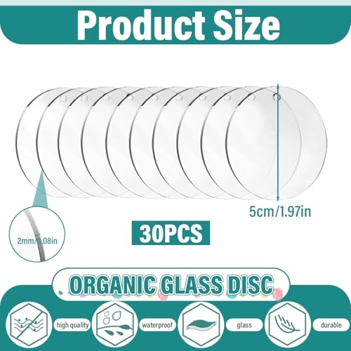 SIRLOMU 20 Stück Clear Acrylic Discs mit Loch für Fotorahmen, Dekorativer Anhänger, Gemälden, DIY-Handwerk (Rund 5cm, 2mm Dicke)