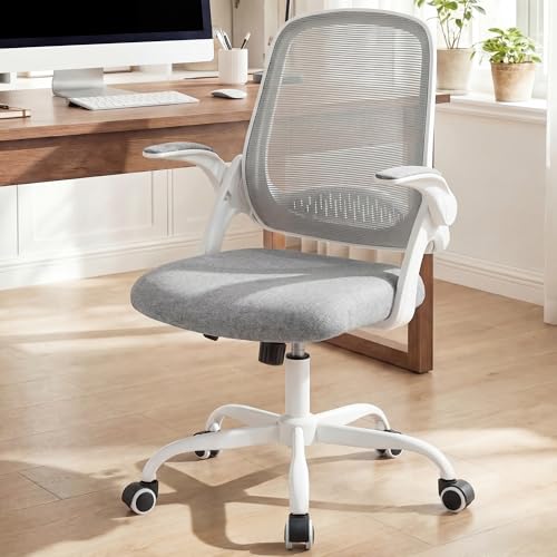 Office Chair Gaming Desk Computer Mesh Ergonomic Chair With Flip-up Arms Comfy Lumbar Support Adjustable Height Rolling Wheels Chair For Home Office (grey)