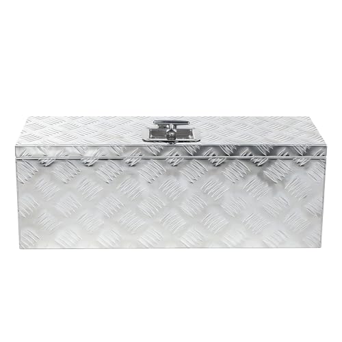 Image of Aluminium Tool Box 33L Lockable Chest 2 Keys Trailer Truck Van Locker Boxes Storage Heavy Duty Checker Plate Rubber Base Liner 25" x 9" x 9" 640mm x 230mm x 230mm Secure, Durable, and Versatile