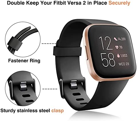 [2 Pack] Strap Compatible for Fitbit Versa 2 Straps/Fitbit Versa Strap,Classic Sport Silicone Replacement Straps Compatible with Fitbit Versa Lite/Fitbit Versa 2/Fitbit Versa for Women Men,Small/Large