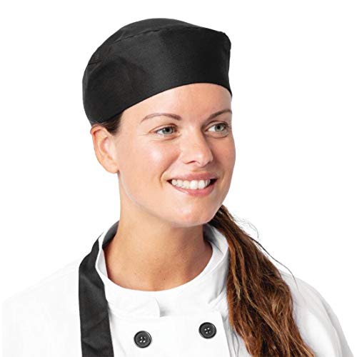Casquettes tête de mort toque chef polycoton noir dos élastique mixte