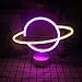 Produktbild Neon Neonlichter mit gelben und rosa Neonbasen Neon Planet Kinderlichter Nachtschild USB/Batteriebetriebener Neonlichtständer Neuheit Home Decoration Festival Weihnachtsgeburtstagsbedarf (9,4"×11,8")