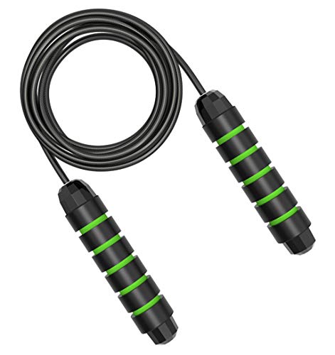 SothreadTM Built in Wire Rope Weight-Bearing Jump Rope Tangle-Free Exercise Training and Fitness Gym Sport Adjustable Skipping Rope with Ball Bearing Green