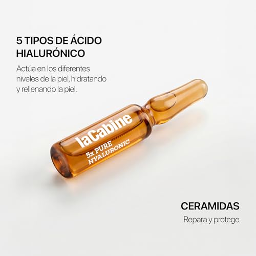 LACABINE Ampollas 5x Pure Hyaluronic 10x2ml | 5 Tipos de Ácido Hialurónico | Hidratación Multicapa y Efecto Relleno | Con Ceramidas | Piel Firme, Suave y Rejuvenecida - imagen 4