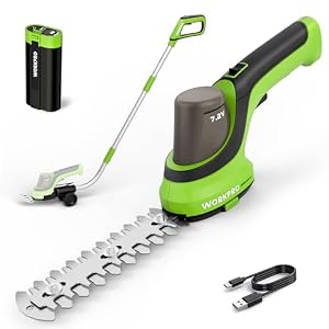 WORKPRO Akku Gartenschere 7,2V, Gras- & Strauchschere, 2000 mAh Akku