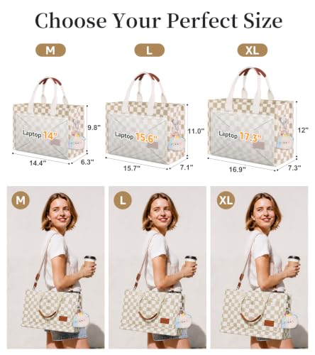 Image of BECOJADDE Structured Canvas Tote Bag for Women, Multi-Compartment Zippered Purse for Work Bible Travel