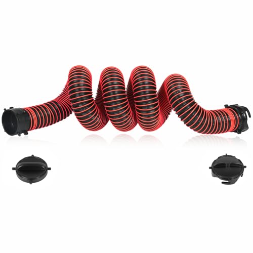 Image of 15FT RV Sewer Hose Extension Camper Sewer Hose Extension with Caps | EXTREME Heavy Duty 24 Mil, TPE Material, Abrasion Resistance and Crush Protection, Red