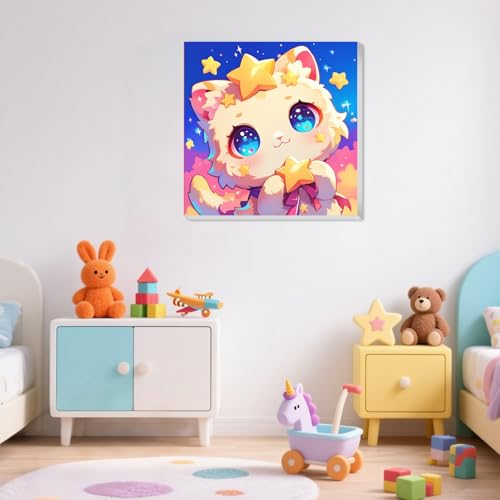 XTCIXAL Paint by Numbers Kit for Kids with Frame, Cat Paint by Number Kids Age 5-8-12, Paint by Number with Frame for Gifts and Home Decor 8X8 Inch — view 4