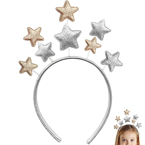 VZXQX Tiara de Estrela de Natal, Tiara de Estrelas com Purpurina Prata e Dourada para Meninas e Mulheres, Tiara para o Cabelo para Natal, Festas, Aniversários, Festivais