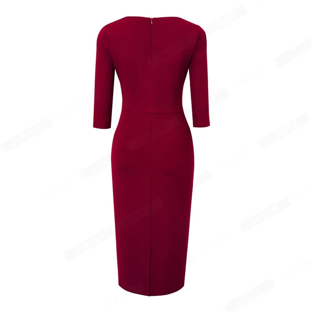 Vestido Ajustado Elegante De Oficina De Negocios Formal Vestido De Color Sólido De Primavera para Mujer