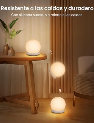 Miniatura 7 de Koofit Luz Nocturna Infantil, Luz Quitamiedos Infantil Recargable Con Control Táctil, Temporizador, 8 Rgb Colores Lámpara Bebe Noche Para Niños, Dormitorio, Guardería, Regulable Luces Presença Bebe