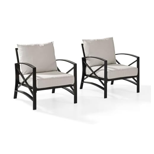 Crosley Furniture KO60013BZ-OL Kaplan Outdoor Metal Arm Chairs, Oiled Bronze with Oatmeal Cushions