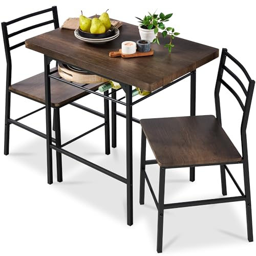 Comparison: Best Dining Sets For Small Spaces 4 Best Choice Products 3-Piece Modern Dining Set, Space Saving Dinette for Kitchen, Dining Room, Small Space w/Steel Frame, Built-in Storage Rack - Dark Brown/Black