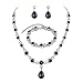 BriLove Women's Wedding Bridal Crystal Infinity Figure 8 Teardrop Y-Necklace Bracelet Earrings Set