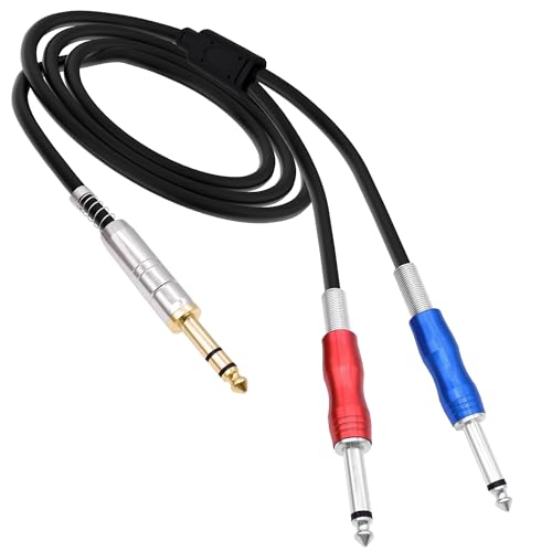 Cable divisor TRS de 6,35 mm macho a Jack dual 1/4 para auriculares mezclador amplificador y altavoz