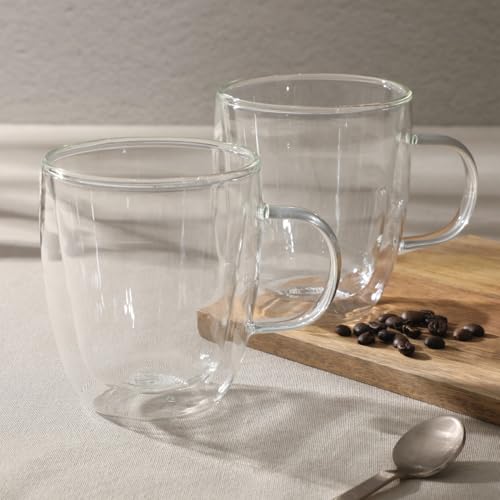 Mr. Coffee Retro Machiatto Large 16 Ounce Insulated Double Wall Glass Coffee & Tea Cups, Set of 2 by Mr. Coffee - Image 3
